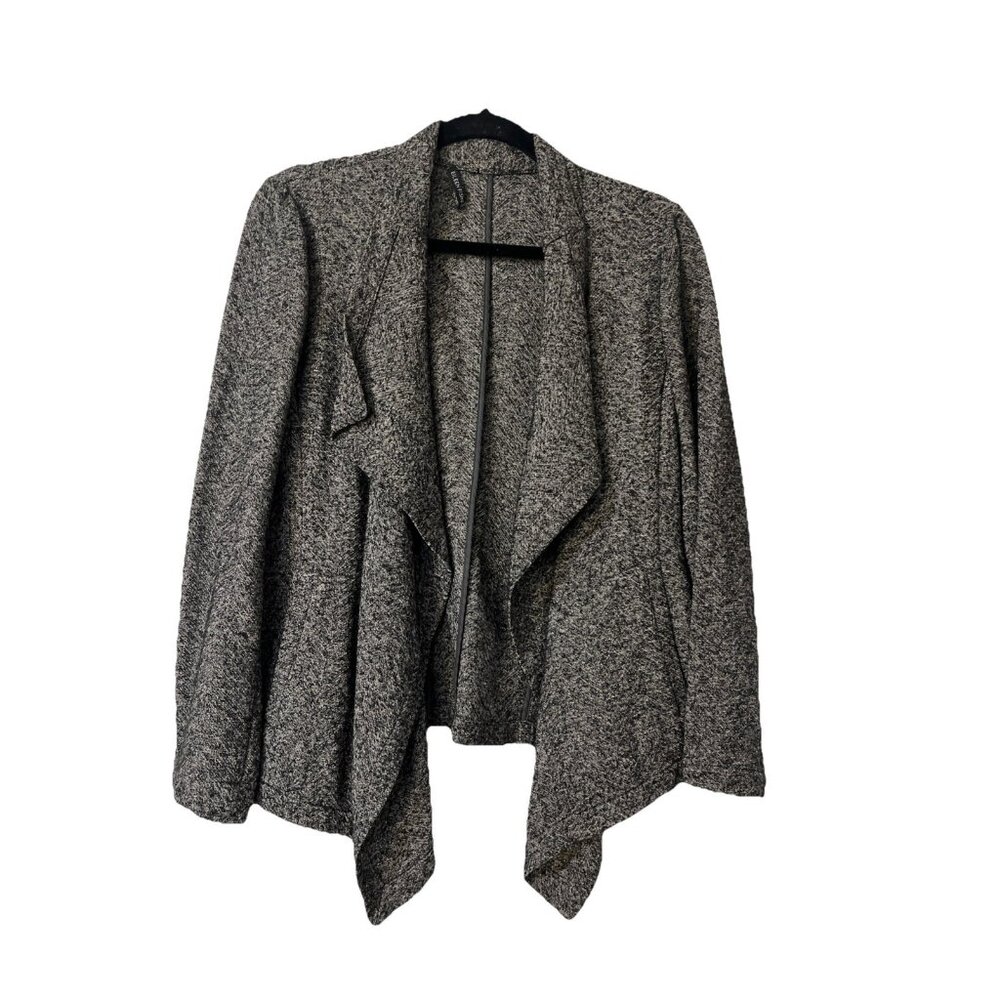 EILEEN FISHER Ash Gray Open Sweater Cardigan Pockets Cotton Blend Asymmetrical
